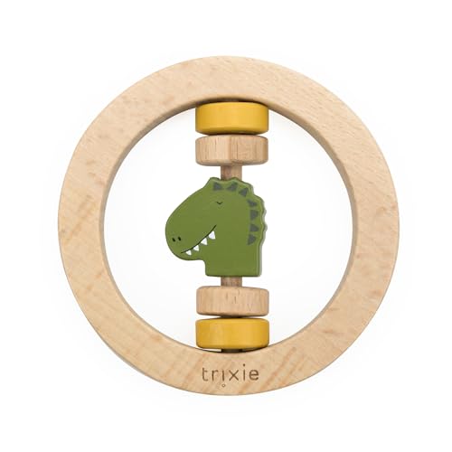 Trixie Rassel aus Holz – Mr. Dino – FSC-zertifiziertes Holz – BPA-freie Babyrassel – sicheres, langlebiges und leicht zu greifendes Design für Kleinkinder von Trixie