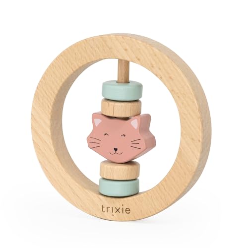 Trixie Rassel aus Holz – Mrs. Cat – FSC-zertifiziertes Holz – BPA-freie Babyrassel – sicheres, langlebiges und leicht zu greifendes Design für Kleinkinder von Trixie