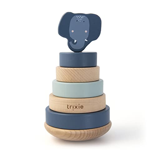 Trixie Stapelturm Baby mit Holzringen Mrs. Elefant blau von Trixie