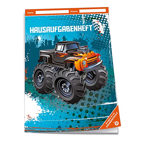 Trötsch Verlag 201942N - Hausaufgabenheft DIN A5 für die Grundschule, Monstertruck, 96 Seiten, mit extra starkem Klarsichtumschlag von Trötsch Verlag