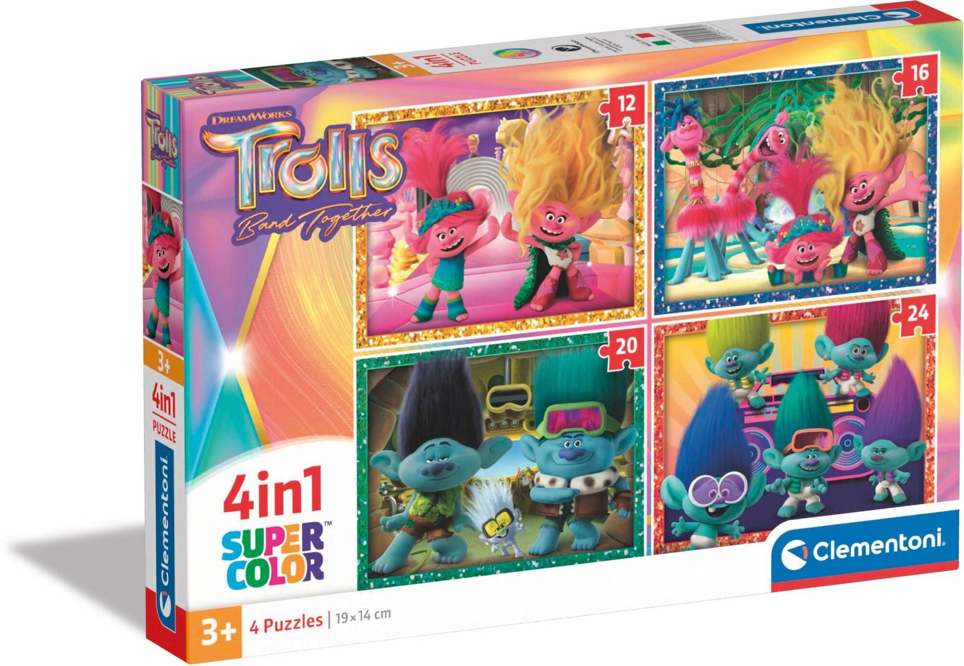 Clementoni Trolls Super Color Puzzles 4-in-1 von Trolls