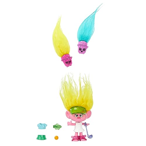 Mattel DREAMWORKS TROLLS Gemeinsam Stark – Haarige Überraschungen Viva, Puppe mit leuchtend gelbem, plüschigem Haar und 3 Überraschungszubehörteilen, für Kinder ab 3 Jahren, HNF11 von Mattel