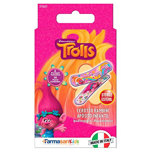 Trolls – Box von 16 Pflaster APOSITOS (Gabbiano 37607) von DREAMWORKS TROLLS