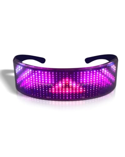 Led Brille, USB-Aufladung Neon PartyBrille, Geringer Energieverbrauch Weicher Komfortabel Cyberpunk LED Brille, APP Steuerung 4-Modi DIY Graffiti, Geeignet für Konzerte, Bars, DJs und Nachtleben von Trongle