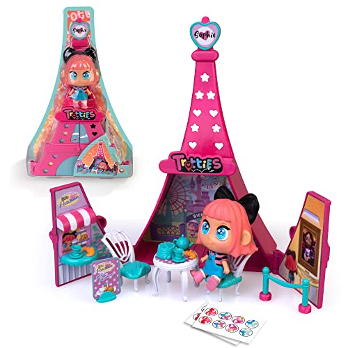 Trotties - Mini Trottie: Sophie in Paris, Spielzeugset mit rosa Eiffelturm, 1 Minipuppe und viel Zubehör, mit 3 Szenen und Aufklebern zum Dekorieren, Geschenk ab 3 Jahren, Famosa (TFT07000) von Trotties