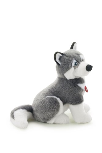 Trudi 22273 Klassik Plüschhund Husky Marcus ca. 34 cm, Größe L, hochwertiges Stofftier mit weichen Materialien, Plüschtier mit realistischen Details, waschbar, Kuscheltier für Kinder, Grau / Weiß, ca. 21 x 34 x 31 cm von Trudi