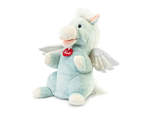 Trudi Puppets 29307 Plüsch Handpuppe Pegasus 18 x 27 x 19 cm (S), Stofftier aus hochwertigen Materialien, liebevolle Details, flauschig und weich, waschbar, Kuscheltier und Puppe für Kinder, Hellblau von Trudi