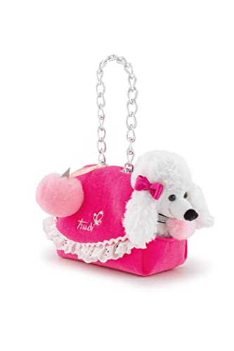 Trudi Fashion Pets 29618 Plüschhund Gigi in Einer Modetasche 10 x 16 x 16 cm (XS), hochwertiges Stofftier mit weichen Materialien, Tragetasche für Hund, waschbar, Kuscheltier für Kinder, Rosa/Weiß von Trudi