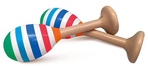 Sevi 88064 Wood Eco Smart Holz Maracas für Kinder, 2 Rasseln zum Spielen und Musizieren, Hochwertig verarbeitet, Nachhaltiges Musikinstrument für Baby und Kleinkinder ab 10 Monate, ca. 12 x 6 x 18 cm von Trudi