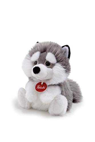 Trudi 29047 Fluffies Plüschtier Husky ca. 19 cm, Größe S, kuschliges Stofftier mit weichen Materialien, Plüschfigur mit realistischen Details, waschbar, Kuscheltier für Kinder & Babys, Grau / Weiß von Trudi