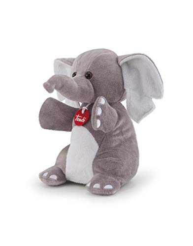 Trudi Puppets 29829 Handpuppe Elefant ca. 26 cm (Größe S), Stofftier aus hochwertigen Materialien, sehr flauschig, liebevolle Details, Schlappohren, waschbar, Kuscheltier und Puppe für Kinder, Grau von Trudi