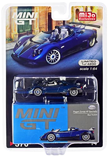 Truescale Miniatures Pagani Zonda HP Barchetta Conv. Blue Tricolore Met. & Carbon w/White Interior Ltd Ed to 4200 pcs 1/64 Diecast Model Car True Scale MGT00370 von Truescale Miniatures