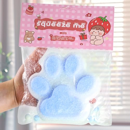 Squishy Toy, Katzenpfoten Squeeze Toys Süße Weiche Cat Squishy Spielzeug Squishy Spielzeug Pinch Family Anxiety Toy Neuartige Fidget-Spielzeuge für Antistressball Erwachsene Kinder (blau-15cm) von Trukafie