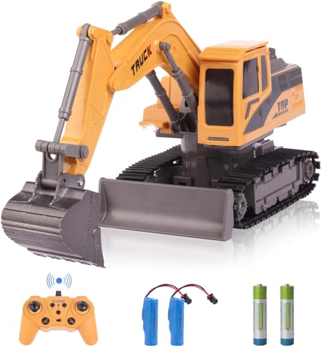 Trulloyoo Ferngesteuerter Bagger Bulldozer 2 in 1 RC Bagger Sand Metall Ferngesteuert Bauspielzeug für Kinder Weihnachten Geburtstag Spielzeug Geschenke für 6-12+ Jahre alte Jungen Mädchen von Trulloyoo