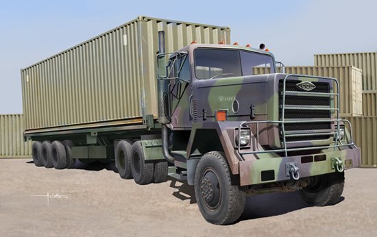 M915 Tractor with M872 Flatbed trailer & 40FT Container von Trumpeter