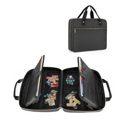 Trunab DND Reisetasche mit Mehreren Fächern, RPG Organizer, Aufbewahrung für Tischspiele und Kartenspiele, Kompatible mit DND Würfel Set, Schwarz von Trunab