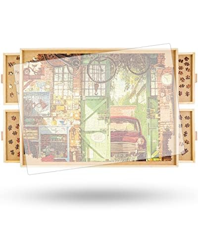 Truwheelz 1000 Stück rotierende Puzzle Board mit Schubladen 78.6X 59 cm“Portable hölzerne Puzzle Tisch für Erwachsene tragbar, Lazy Susan Spinning Puzzle Boards, Geburtstagsgeschenke für Mama & Oma von Truwheelz