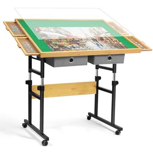 Truwheelz 1500 Piece Adjustable Jigsaw Puzzle Board for Adults, 90 „x67“ Multi-Functional Puzzle Board mit 4+2 Schubladen & Schutzhülle, 45-Grad Any-Angle Tilt für Arbeit, Übung & Freizeit von Truwheelz