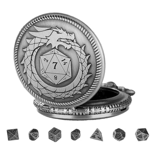 Trveqhk Taschenuhrgehäuse-Würfel-Set – Steampunk-Würfelspiele, Metallwürfel, Taschenuhrgehäuse, polyedrische Würfel für Rollenspiele, Brettspiel-Zubehör Trveqhk Taschenuhrgehäuse-Würfel-Set – Steampunk-Würfelspiele, Metallwürfel, Taschenuhrgehäuse, polyedrische Würfel für Rollenspiele, Brettspiel-Zubehör von Trveqhk