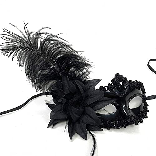 Tsffae Maskerade Federmaske Venezianische Maske Karnevalsfedermaske Schwarze Federmaske Halbmasken Halloween Maske Für Frauen von Tsffae