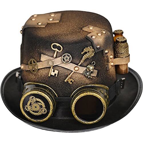 Tsffae Steampunk-hut Schutzbrille, Neuheit, Gothic-zylinder, Karneval, Nachtclub, Halloween-party, Kostümhut Für Mottoparty, Karneval von Tsffae