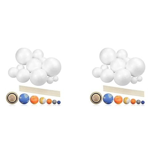 TsoLay 2X Sonnensystem-Projektkit, PlanetModel Crafts 14 Polystyrolkugeln Unterschiedlicher Größe für Schulwissenschaftliche Projekte von TsoLay