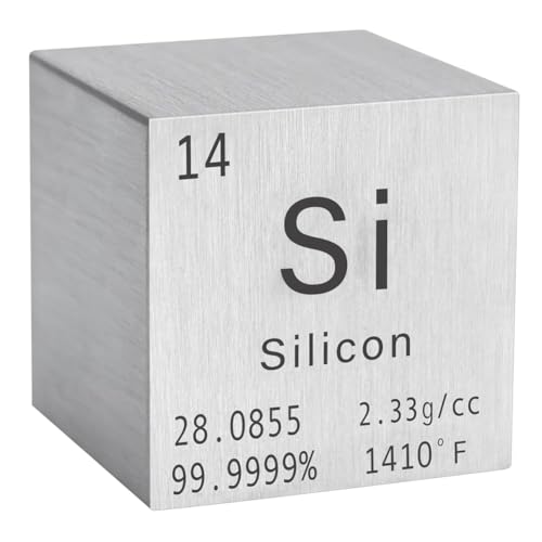 TsoLay Hochpräziser 1-Würfel mit Siliziumdichte – 99,9% Reine Elemente für die Chemie – Periodensystem-Design für Langlebige Sammlung von TsoLay