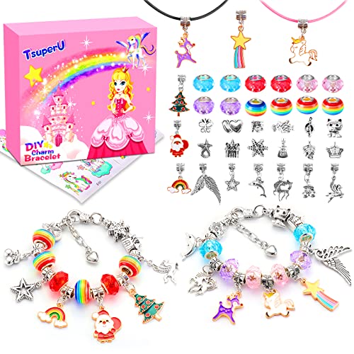 Einhorn Geschenke Schmuck Basteln Mädchen 7-10 Jahre, Armband Bastelset Kinder spielzeug ab 6 Jahre Adventskalender Geschenkideen Weihnachtsgeschenke Geburtstagsgeschenk Einschulung Mädchen Geschenke von TsuperU