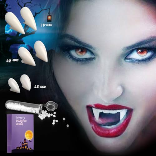 Vampir Zähne Kinder VampirzäHne Halloween Kostüm Damen Accessoires Cosplay Geschenke, Halloween Zähne Erwachsene Party Deko Vampire Teeth Fangs mit Kleber 3 Paare Vampirgebiss Werwolf Zähne Zahnersat von TsuperU