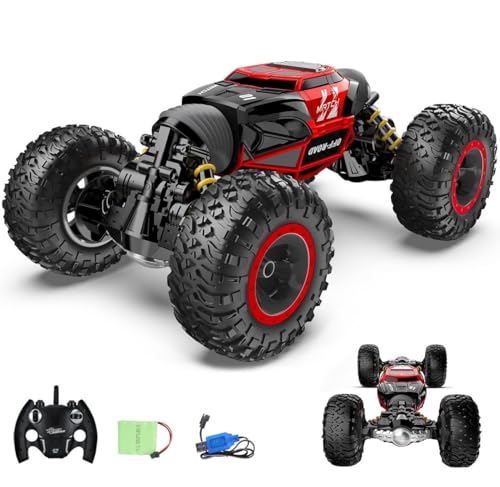 Ferngesteuerte Autos im Maßstab 1:18, RC-Auto, 4WD Transform All Terrains Twist RC-Stunt-Auto, Spielzeugfahrzeug mit wiederaufladbarer Batterie für Jungen und Mädchen(Red) von Ttrzlrb