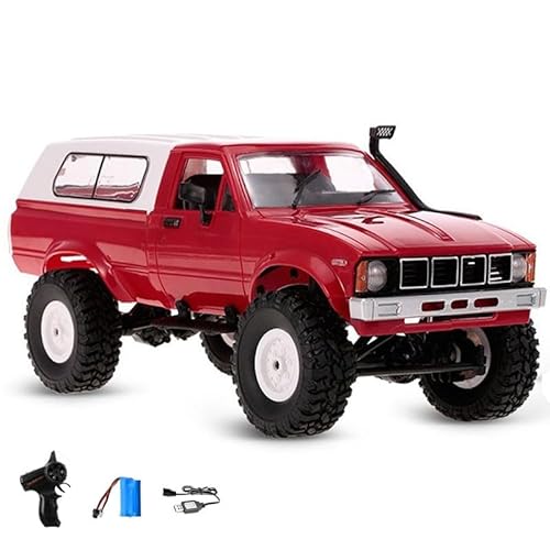 Ttrzlrb Ferngesteuerte Autos, All Terial Funkgesteuerter Pickup-Truck, Ferngesteuerter Kletterer mit Licht, Wasserdicht, Hobby-Spielzeug RC für Kinder und Erwachsene(Red) von Ttrzlrb