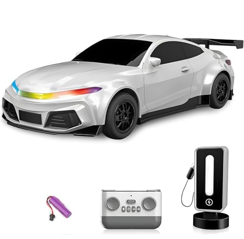 Ttrzlrb Ferngesteuerte Autos für Kinder und Erwachsene, 2,4 GHz 1:16 RC-Auto, schnelles RC-Auto von New Energy Sports, mit Ladestation, automatischem Parken, LED-Lichtern und Sound(White) von Ttrzlrb