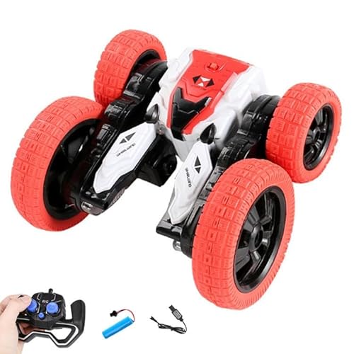 Ttrzlrb Ferngesteuertes Auto, doppelseitiges RC-Auto, 4WD-Gelände-Stuntauto, 2,4 GHz, für drinnen und draußen, wiederaufladbare elektrische Spielzeugautos für jedes Gelände, Geschenke(Red) von Ttrzlrb