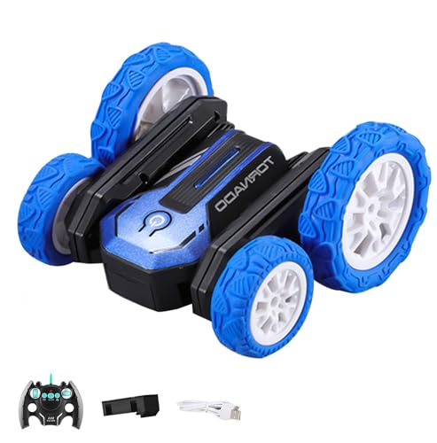 Ttrzlrb Ferngesteuertes Auto,doppelseitiger RC-Stunt,360-Grad-Flip-Drehung,wiederaufladbares Elektroauto für jedes Gelände im Freien,lustige Spielzeugautos,Geschenke Kinder und Erwachsene(Blue) von Ttrzlrb