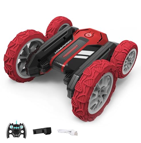 Ttrzlrb Ferngesteuertes Auto,doppelseitiger RC-Stunt,360-Grad-Flip-Drehung,wiederaufladbares Elektroauto für jedes Gelände im Freien,lustige Spielzeugautos,Geschenke Kinder und Erwachsene(Red) von Ttrzlrb