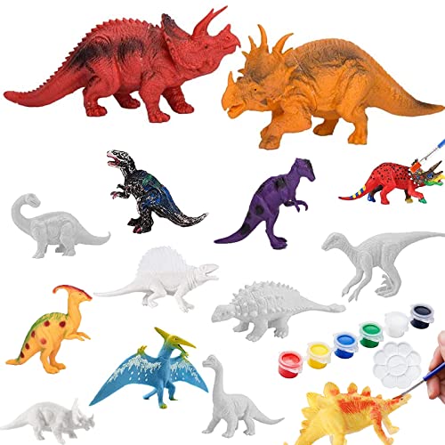 TuYines Dinosaurier Malset für Kinder,Dinosaurier Figuren Bastelset,14pcs 3D Dinosaurier Spielzeug Malsets, Kinder ab 4 5 6 7 8 9 10 Jahre alt Jungen Mädchen,Malen Sie Ihr Eigenes Dino (B) von TuYines