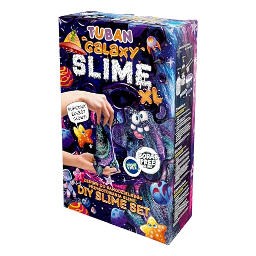 TUBAN DIY Tuban Slime Set – Kleber – Aktivator – Neon-Glitzer – Behälter – Rührstab – Spielzeug für Kinder Galaxy XL von TUBAN