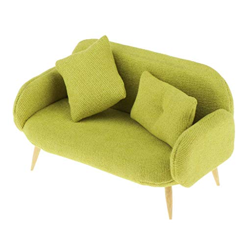 Tubayia 1/12 Puppenhaus Sofa mit 2 Kissen, Puppenhaus Möbel Zubehör Kinder Spielzeug von Tubayia