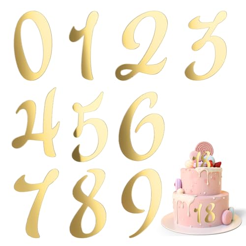 20 Stück Cake Topper Zahlen aus Acryl Cake Topper Geburtstag mit den Zahlen 0–9 Gold Acryl Happy Birthday Cake Topper Geeignet für Geburtstags-Hochzeitsfeiern von Tucnoeu