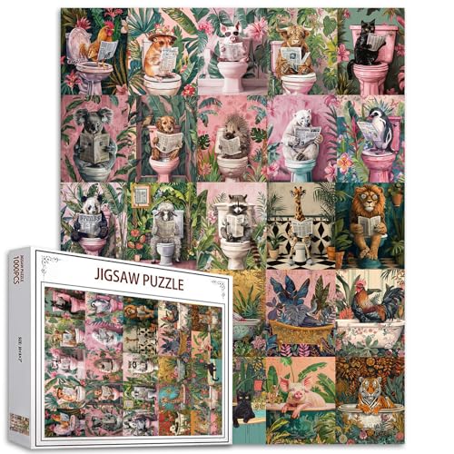 1000 Stück Jigsaw Puzzles für Erwachsene Bunte Tierwelt Badezimmer Malerei Jigsaw Puzzle Badewanne Tier Puzzles Spiel Botanical Leaves Wall Decor DIY Craft Puzzle Badezimmer Tiere Kunst 27 x 20 Zoll von Tucocoo