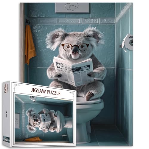 1000 Stück Koala Toilette Zeitungspuzzle für Erwachsene Tier WC Puzzles Wildlife Toilette Puzzle 27×20 Zoll herausfordernde Familie Aktivität Spiele Bunte DIY Craft Puzzle für Home Decor Geschenke von Tucocoo