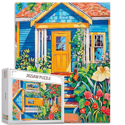 1000 Stück Puzzles für Erwachsene Tropische Pflanzen Malerei Jigsaw Puzzle Garten Blumen Puzzles für herausfordernde Familie Aktivität Spiel Graffitic Haus Kunst DIY Puzzle Wanddekoration Boho von Tucocoo