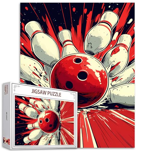 1000 Teile Bowling Puzzles für Erwachsene und Kinder Bowlingkugel Graffiti Puzzles Doodle Art Puzzle Herausfordernde Familie Aktivität Spiele DIY Craft Puzzle für Home Decor Geschenke von Tucocoo