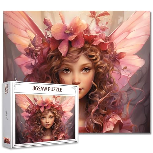 1000 Teile Distinctive Girl and Red Roses Puzzles für Erwachsene Modernes Porträtpuzzle für herausfordernde Familienspiele, bunte Puzzles für dekorative Geschenke von Tucocoo