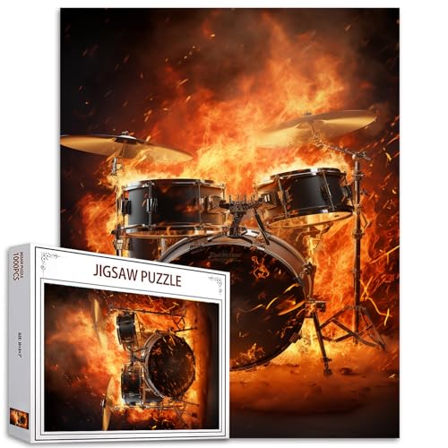 1000 Teile Fackelinstrument Puzzle für Erwachsene, Rock and Roll Jazz Drum Kit, Bunte DIY Puzzle für Heimdekoration, Familienpuzzle, perfekt für Partys 1000 Teile Fackelinstrument Puzzle für Erwachsene, Rock and Roll Jazz Drum Kit, Bunte DIY Puzzle für Heimdekoration, Familienpuzzle, perfekt für Partys von Tucocoo