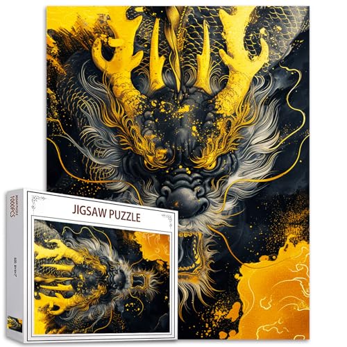 1000 Teile Puzzle,Schwarzer Drache Drachen Serie Holzpuzzle,und mythische Kreaturen Kunstwerk für Erwachsene,Geeignet für Heimdekoration,Geeignet für Männer und Frauen Jigsaw Puzzle von Tucocoo