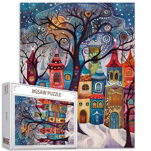 1000 Teile Puzzle für Erwachsene Baum des Lebens Malerei Jigsaw Puzzle Zitadelle Puzzles anspruchsvolle Familie Aktivität Spiel DIY Puzzle Wanddekoration Familie Puzzle perfekt Spiel Nächte Geschenk von Tucocoo