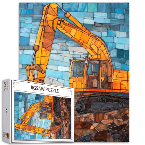 1000 Teile Puzzle für Erwachsene Buntglasbagger 1000 Teile Puzzle für Erwachsene Geschenke Baufahrzeuge Puzzle Kunst Herausfordernde pädagogische Puzzles für Erwachsene 1000 Teile von Tucocoo