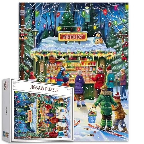 1000 Teile Puzzles für Erwachsene Frohes neues Jahr! Weihnachtsbaum Schlösser Schnee Weihnachtsmann Heiligabend Snack Theke Puzzle Handarbeit Geschenk Home Decor Geschenke Familie Puzzle Perfekt von Tucocoo