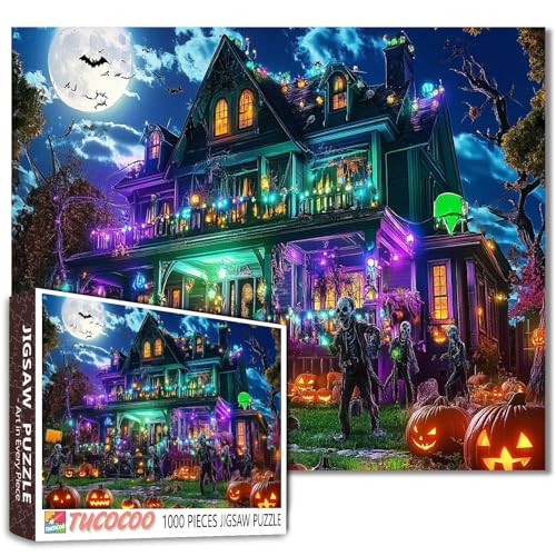 1000 Teile Puzzles für Erwachsene Halloween Gruselschloss Puzzle 1000 Teile Puzzles für Spieleabend Kürbisse Fledermäuse Hexe Halloween Wanddekoration DIY Handwerk 27 x 20 Zoll Gothic Puzzle 1000 Teile Puzzles für Erwachsene Halloween Gruselschloss Puzzle 1000 Teile Puzzles für Spieleabend Kürbisse Fledermäuse Hexe Halloween Wanddekoration DIY Handwerk 27 x 20 Zoll Gothic Puzzle von Tucocoo